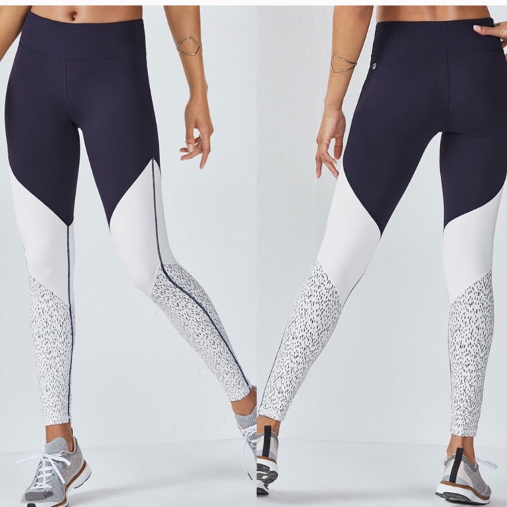 Fabletics Navy, White & Speckled High-Waist Leggings